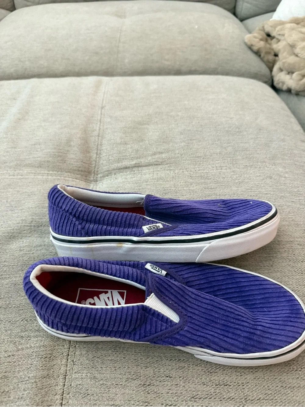 Vans Purple Corduroy Slip-On Sneakers with White Trim - Picture 4 of 4